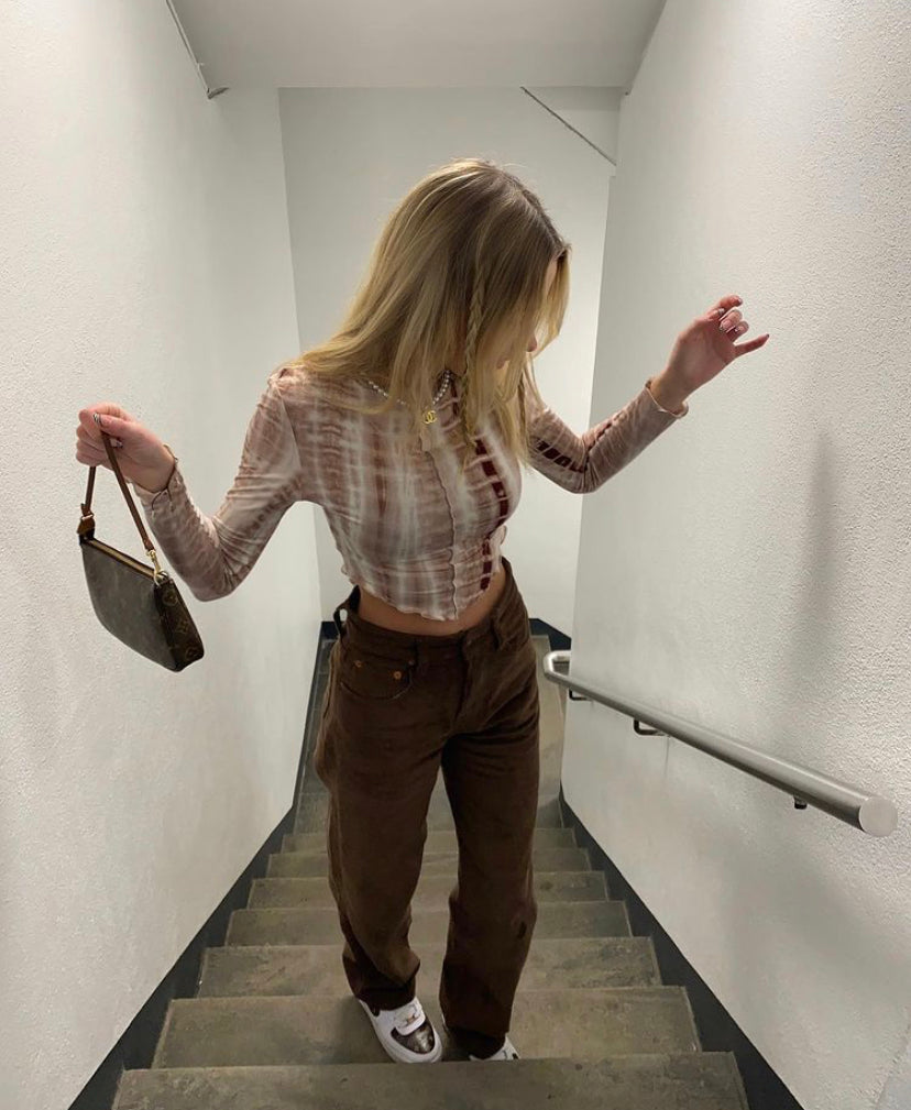 Tie Dye Top in Brown