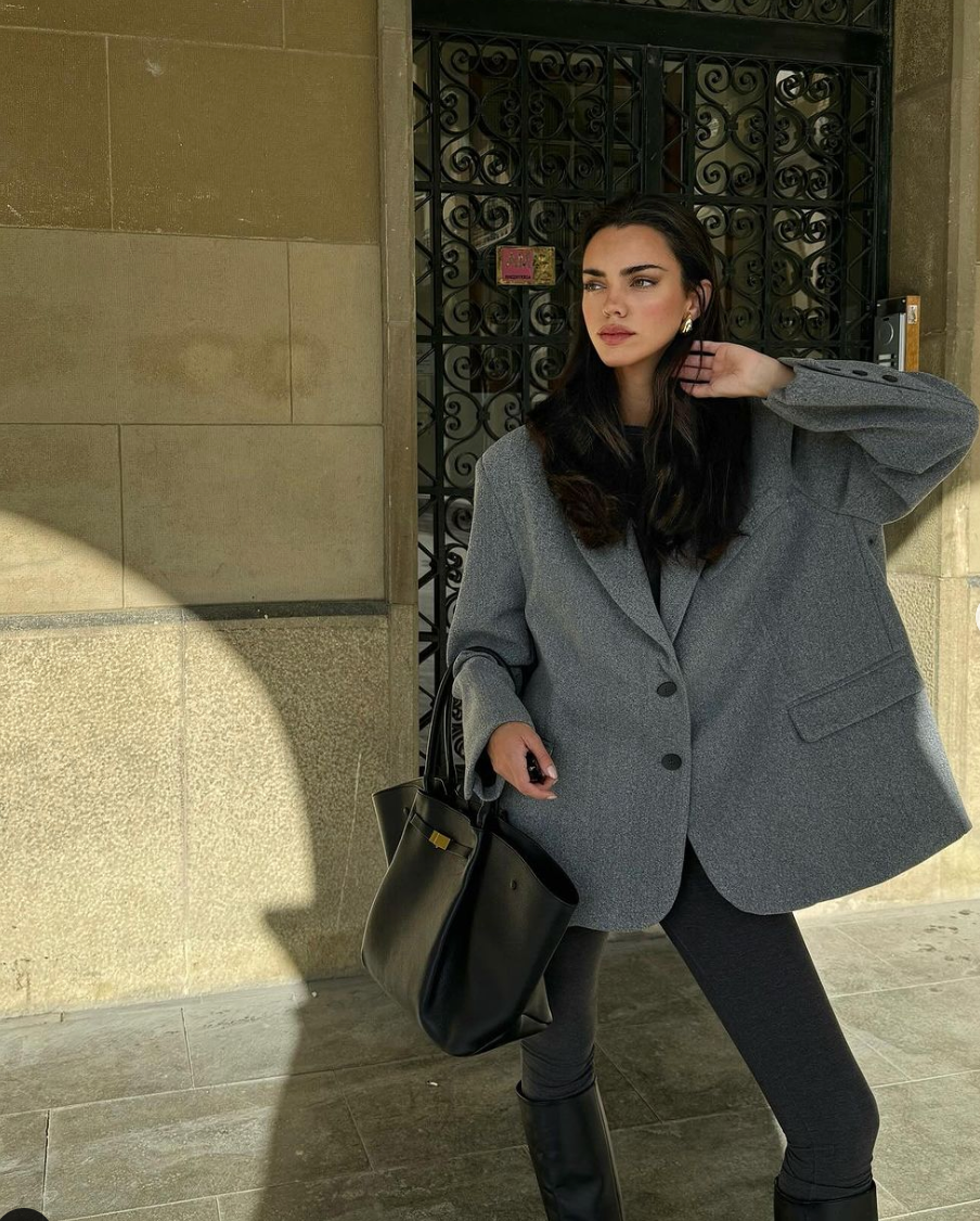 Winter Grey Oversized Blazer